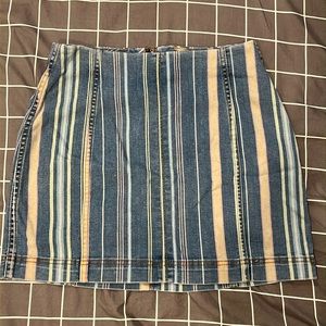 Wild Fable multi color striped mini Jean skirt. Size 6